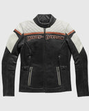 Women's H-D Triple Vent Miss Enthusiast II Leather Riding Black Jacket - front view