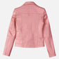 Women's Pink Leather Biker Jacket – Premium Outerwear - back view