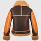 Women's Fur B3 Aviator Brown Shearling Leather Jacket - back view