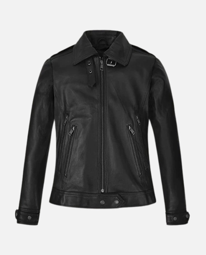 Women's Black Moto Leather Jackets Jacket – Custom Fit - front view