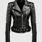 Women's Black Stud Biker Leather Jacket – Custom Fit