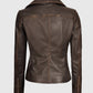 Women's Brown Rub-off Vintage Leather Biker Jacket - back view