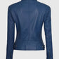 Women's Blue Cafe Racer Leather Jacket – Custom Fit - back view