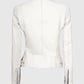 Women's White Leather Cafe Racer Jacket – Premium Outerwear - back view