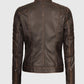 Women's Austin Dark Brown Cafe Racer Biker Leather Jacket - back view