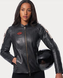 Women's Enduro Leather Riding Black Jacket – Custom Fit - front view