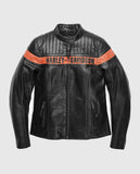 Women's Harley Davidson Victory Sweep Leather Riding Black Jacket - front view