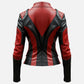 Italian Women's Vegan Red & Black Leather Jacket | Genuine Leather - back view