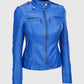 Women's Royal Blue Leather Jacket – Custom Fit | Genuine Leather - front view