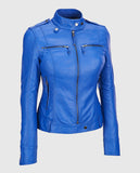 Women's Royal Blue Leather Jacket – Custom Fit | Genuine Leather - front view