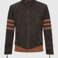 X - Men Origins Wolverine Brown Leather Suede Jacket for Men - back view