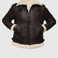 Men's G1 Aviator Brown Bomber Leather Jacket – Custom Fit - collar and zip close-up