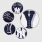 MLB New York Yankees Men's Blue Varsity Leather Jacket - collar and zip close-up