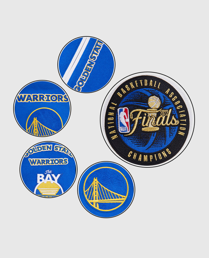 NBA Golden State Warriors Men's Blue & White Varsity Leather Jacket - inner lining view