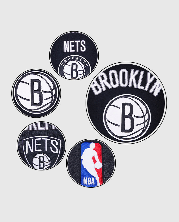 NBA Brooklyn Nets Men's Rib Wool Black Varsity Jacket - inner lining view