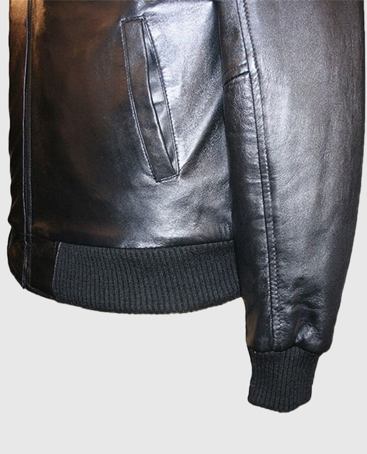 Classic Blouson Leather Jacket in Black for Men – Premium Outerwear - inner lining view