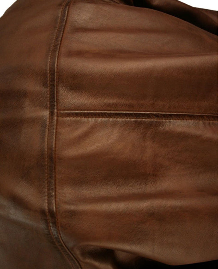 Classic Blouson Brown Leather Jacket for Men – Custom Fit - side angle view