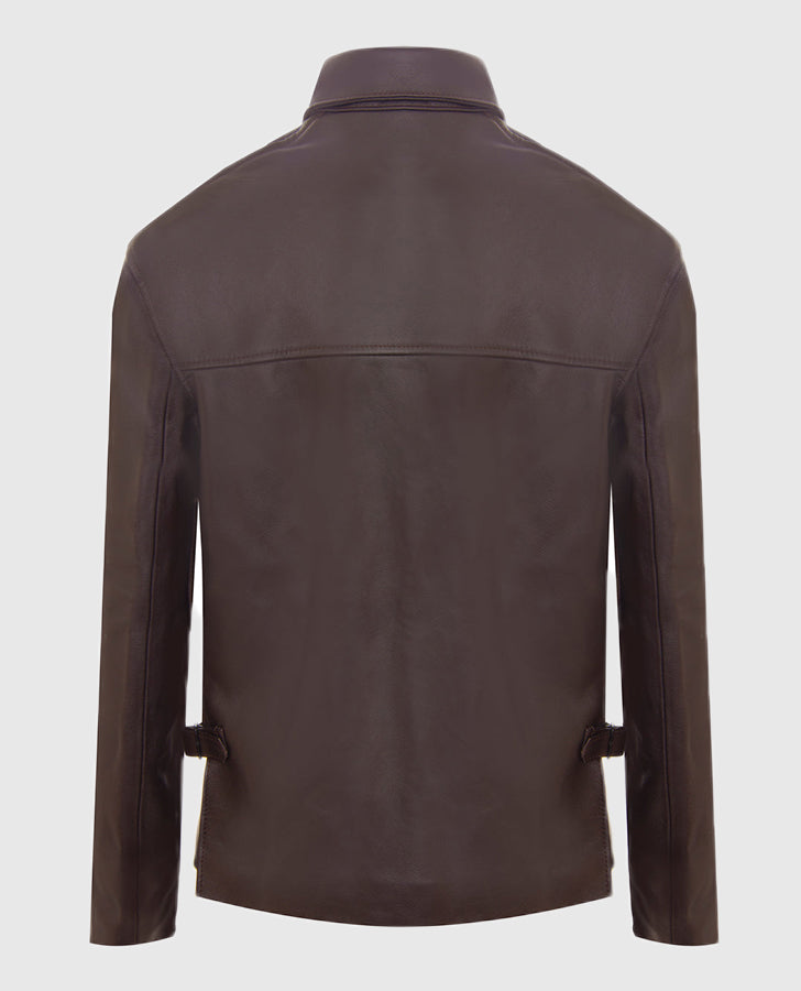 The Legacy Temple of Doom Brown Leather Jacket for Men - side angle view