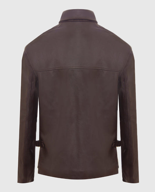 The Legacy Temple of Doom Brown Leather Jacket for Men - side angle view