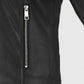 Eva Studded Black Leather Biker Jacket for Women | Genuine Leather - collar and zip close-up