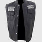 JD Pardo Mayan M.C Ezekiel Reyes Black Vest for Men - collar and zip close-up