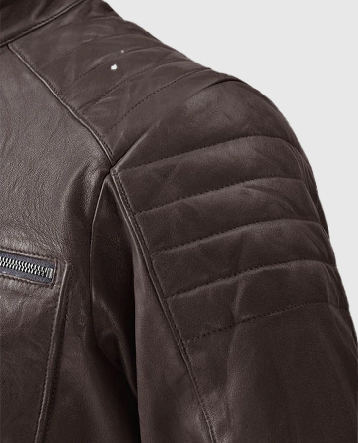 Firefly Moto Brown Biker Leather Jacket for Men – Custom Fit - inner lining view