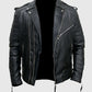Kay Michael Black Biker Leather Jacket for Men | Genuine Leather - side angle view