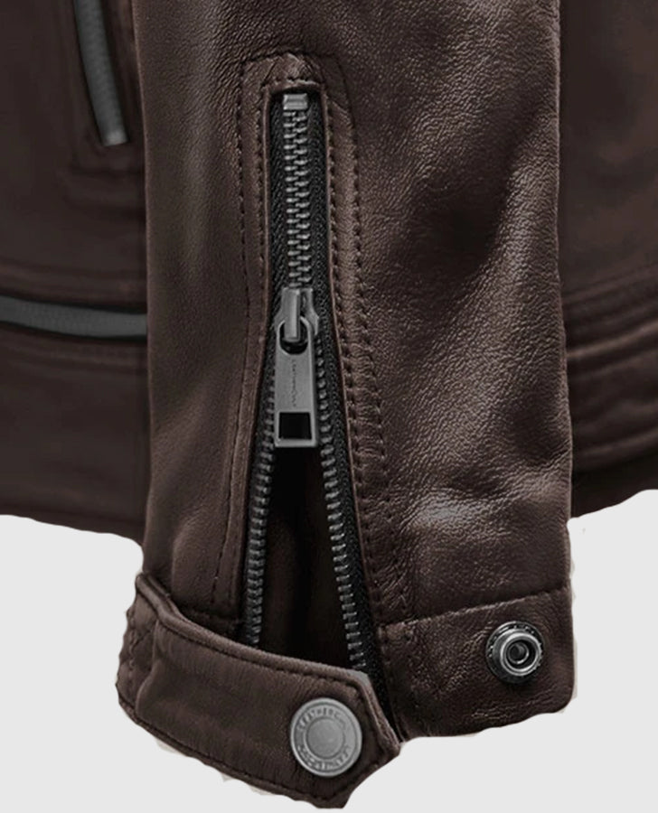 Ironwood Brown Biker Leather Jacket for Men – Premium Outerwear - inner lining view