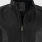 Men's Standup Collar Black Leather Jacket – Premium Outerwear - model wearing the jacket