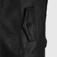 Men's Standup Collar Black Leather Jacket – Premium Outerwear - pocket detail