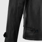 Men's Standup Collar Black Leather Jacket – Premium Outerwear - detail view