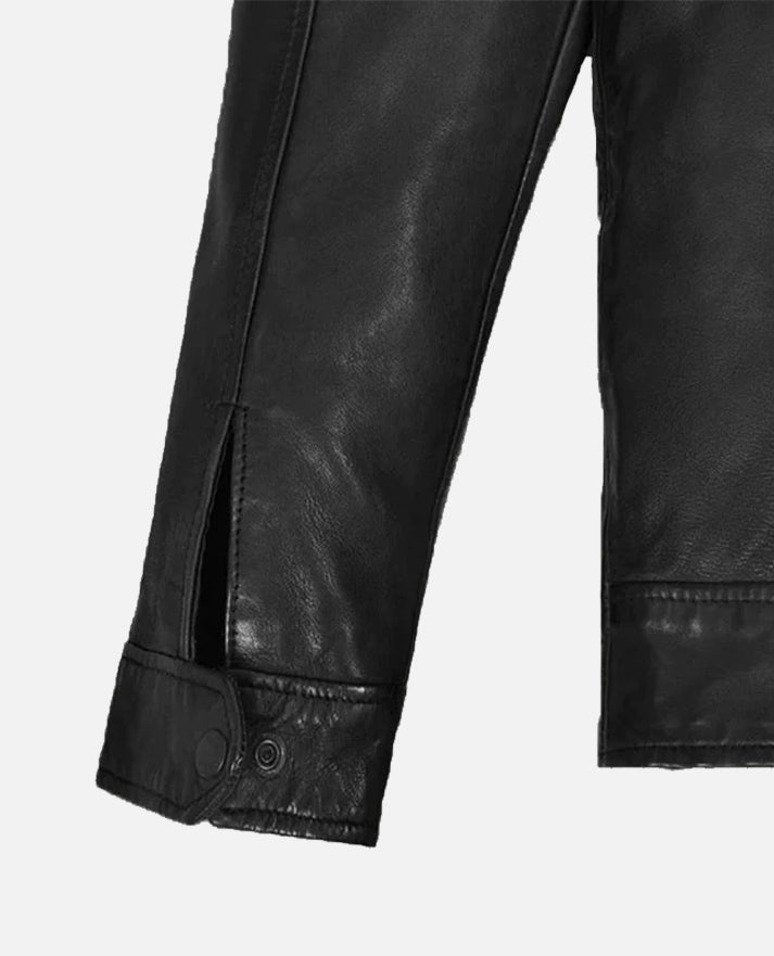 Jason Morgan General Hospital Black Leather Jacket for Men - inner lining view