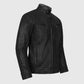 Men's Black Slimfit Cafe Racer Leather Jacket – Premium Outerwear - side angle view