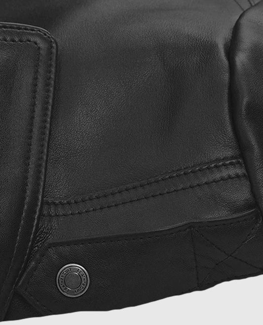 Women's Black Moto Leather Jackets Jacket – Custom Fit - side angle view