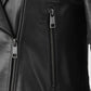 Women's Black Collarless Biker Leather Jacket – Custom Fit - collar and zip close-up