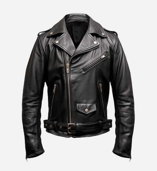 Men's Black Biker Leather Jacket