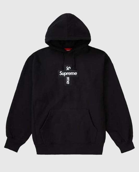 Supreme Cross Box Logo Black Hoodie - view 1