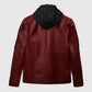 Men's Rodeo Red Hooded Leather Jacket – Custom Fit - model wearing the jacket