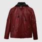 Men's Rodeo Red Hooded Leather Jacket – Custom Fit - detail view