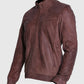 Men's Vintage Cafe Racer Brown Suede Leather Jacket - side angle view