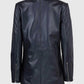 Women's Black Collarless Long Leather Jacket – Premium Outerwear - inner lining view