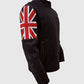 Men's UK Flag Cafe Racer Vintage Black Leather Jacket - side angle view