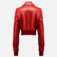 Women Red Leather Jacket Bomber Style