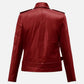 Women Christmas Red Leather Jacket
